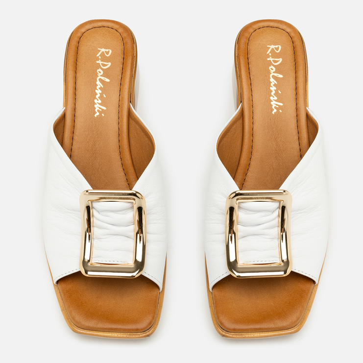 Klapki R.Polański 2126 - Biały Lico