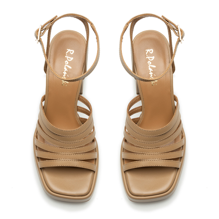 Sandały R.Polański 1457 - Camel Lico