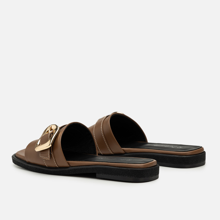 Klapki R.Polański 2201 - Brązowy Lico