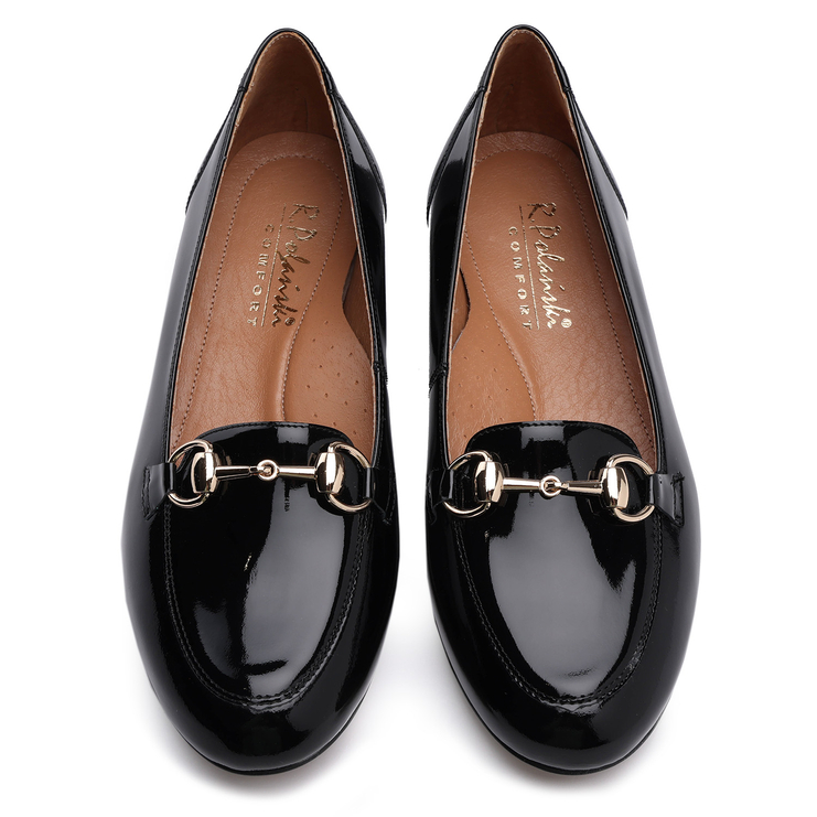 Baleriny 1138 - Czarny Lakier Comfort