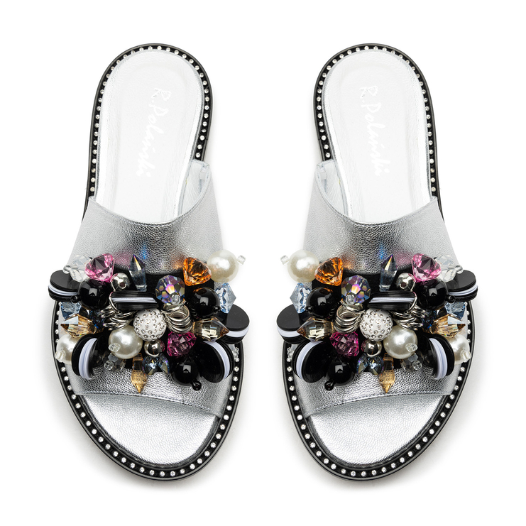 Klapki R.Polański 1501/A - Srebrny Lico