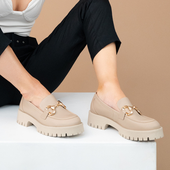 Mokasyny R.Polański 1713 - Beżowy Lico