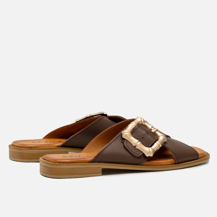 Klapki R.Polański 2152 - Brązowy Lico