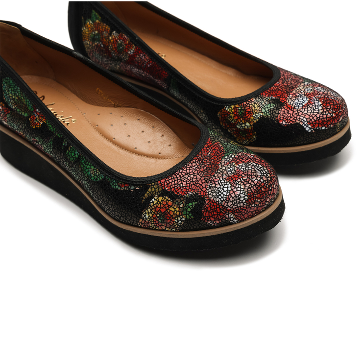 Półbuty R.Polański 1126 - Czarny Kwiat Comfort