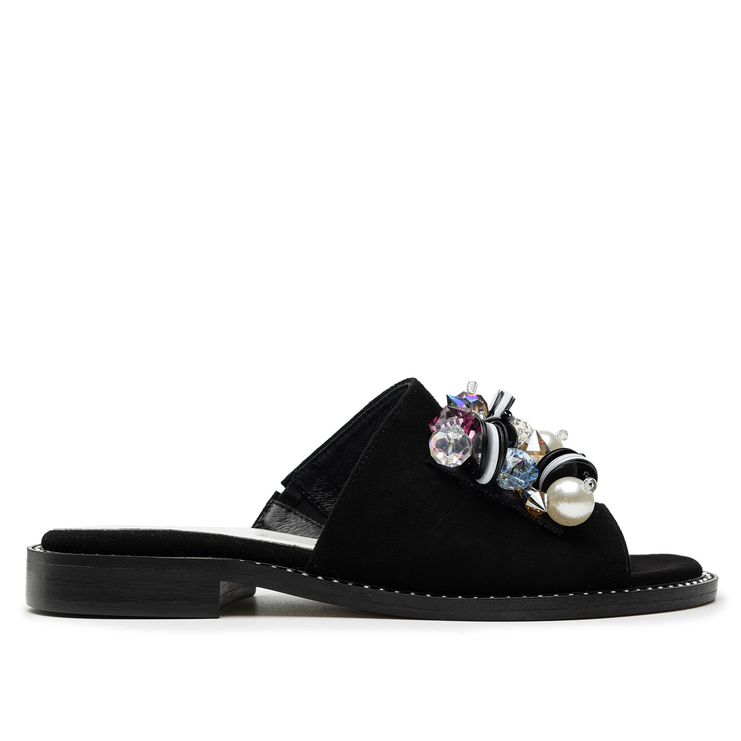 Klapki R.Polański 1501/A - Czarny Zamsz