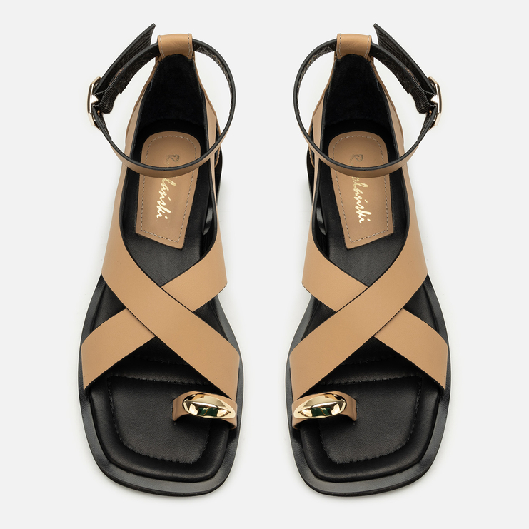 Sandały R.Polański 2183 - Camel Lico