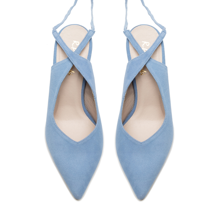 Sandały R.Polański 1421 - Błękitny Zamsz