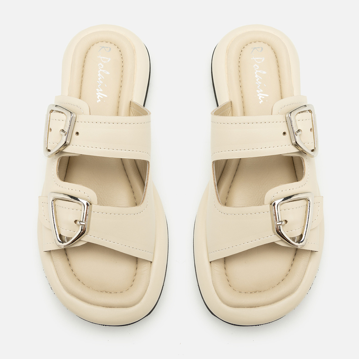 Klapki R.Polański 2131 - Beżowy Lico