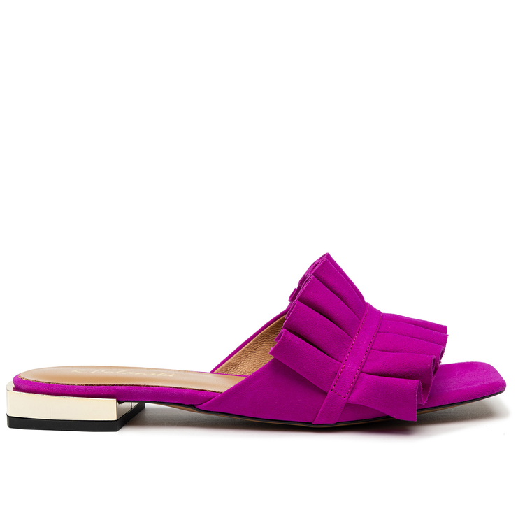 Klapki R.Polański 1282 - Fuksja Zamsz