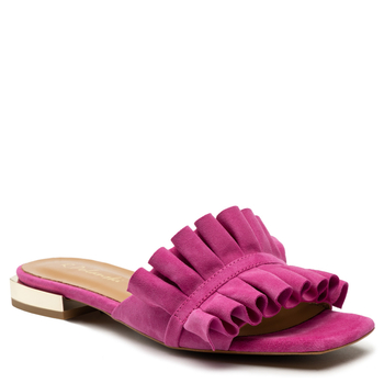 Klapki R.Polański 1282 - Magnolia Zamsz