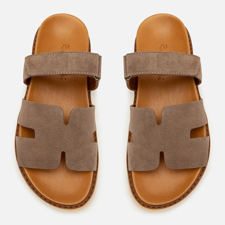 Klapki R.Polański 2159 - Taupe Zamsz