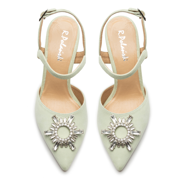 Sandały R.Polański 1419 - Miętowy Zamsz