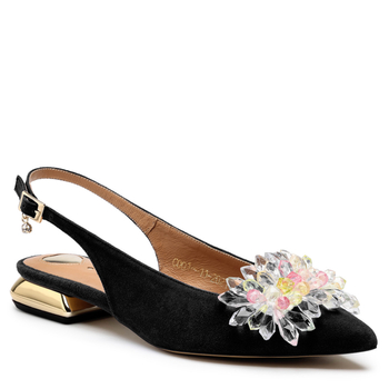 Sandały R.Polański 1015/L - Czarny Zamsz