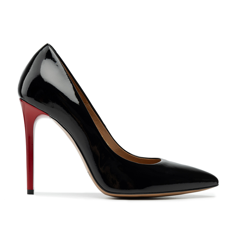 Czółenka R.Polański 1647 - Czarny Lakier/Bordowy