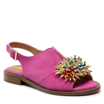 Sandały R.Polański 1438 - Magnolia Zamsz