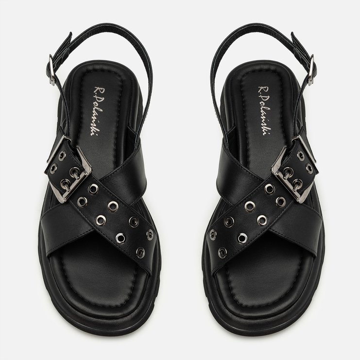 Sandały R.Polański 2210 - Czarny Lico