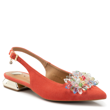 Sandały R.Polański 1015/L - Koralowy Zamsz