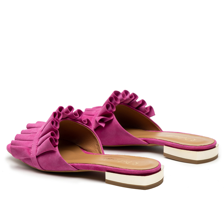 Klapki R.Polański 1282 - Magnolia Zamsz