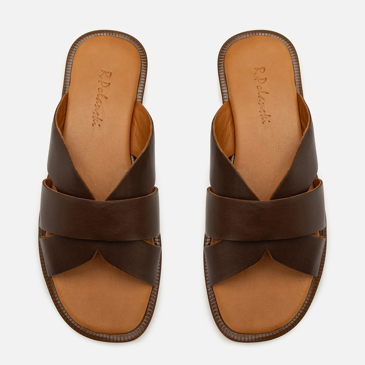 Klapki R.Polański 2221 - Brązowy Lico