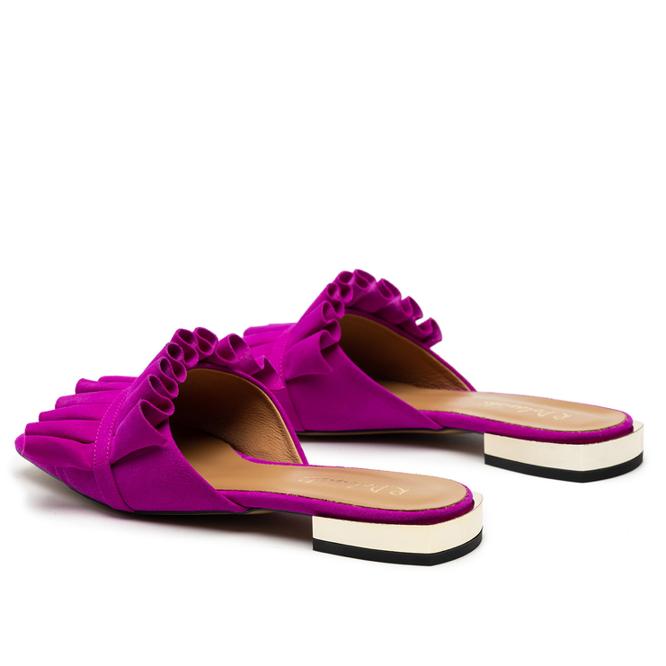 Klapki R.Polański 1282 - Fuksja Zamsz