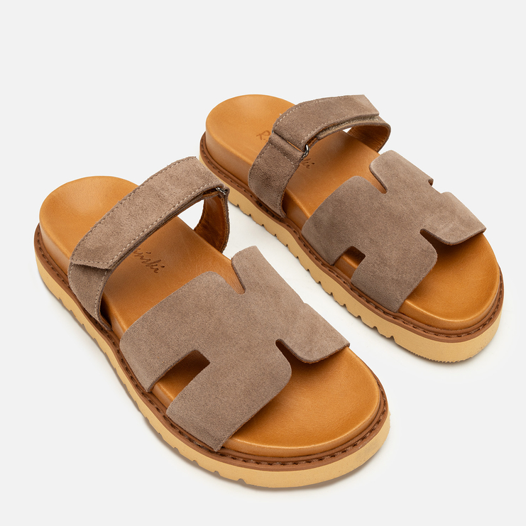 Klapki R.Polański 2159 - Taupe Zamsz