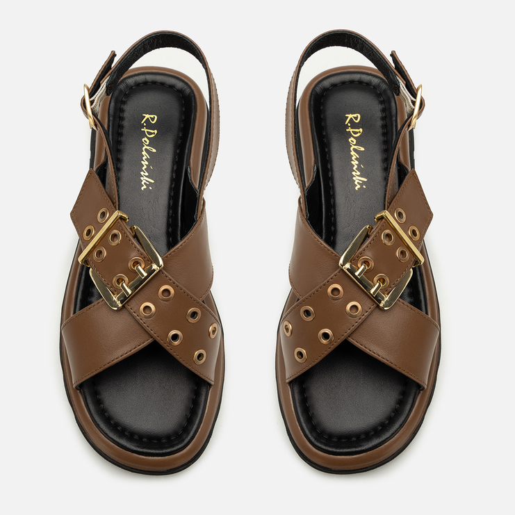 Sandały R.Polański 2210 - Brązowy Lico