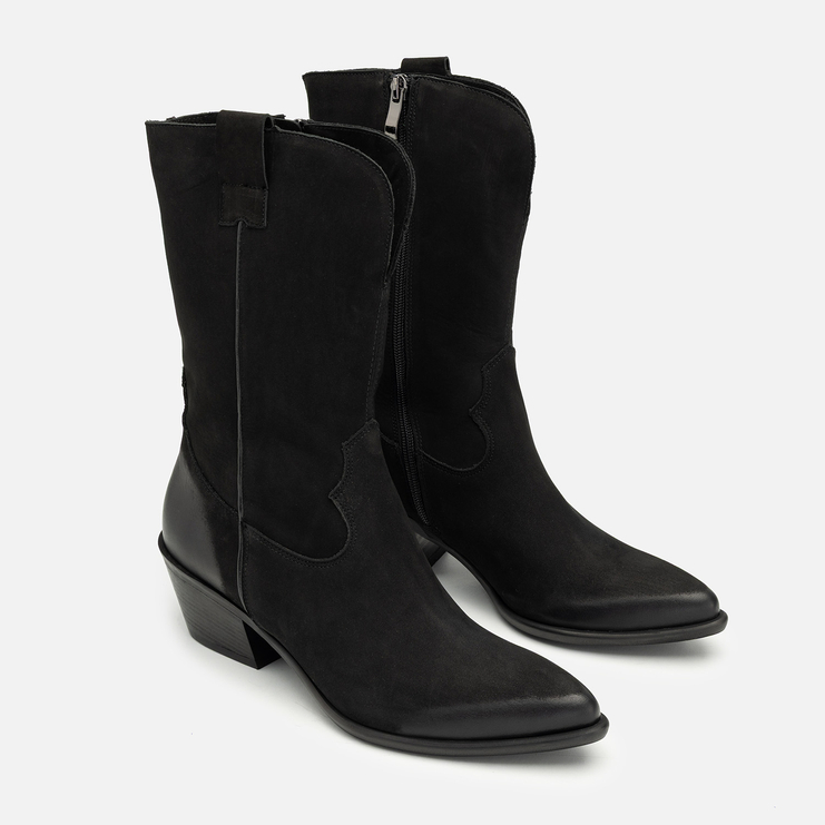 Botki R.Polański 1420 - Czarny Nubuk/Czarny