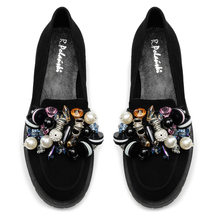 Mokasyny R.Polański 1696 - Czarny Zamsz