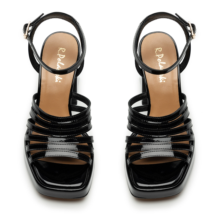 Sandały R.Polański 1457 - Czarny Lakier