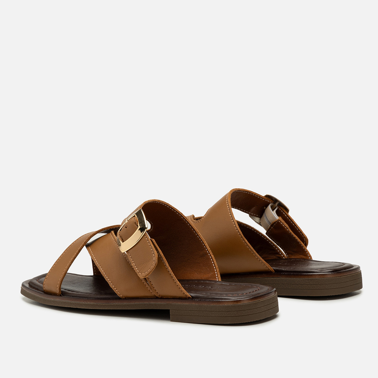 Klapki R.Polański 2139 - Jasny Brązowy Lico