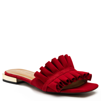 Klapki R.Polański 1282 - Czerwony Zamsz