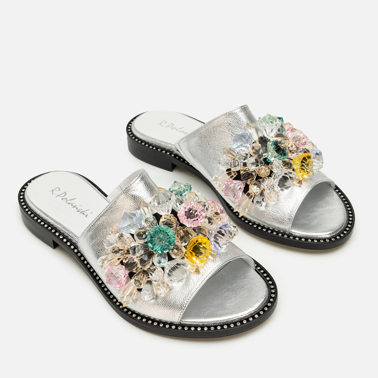 Klapki R.Polański 1501/X - Srebrny Lico