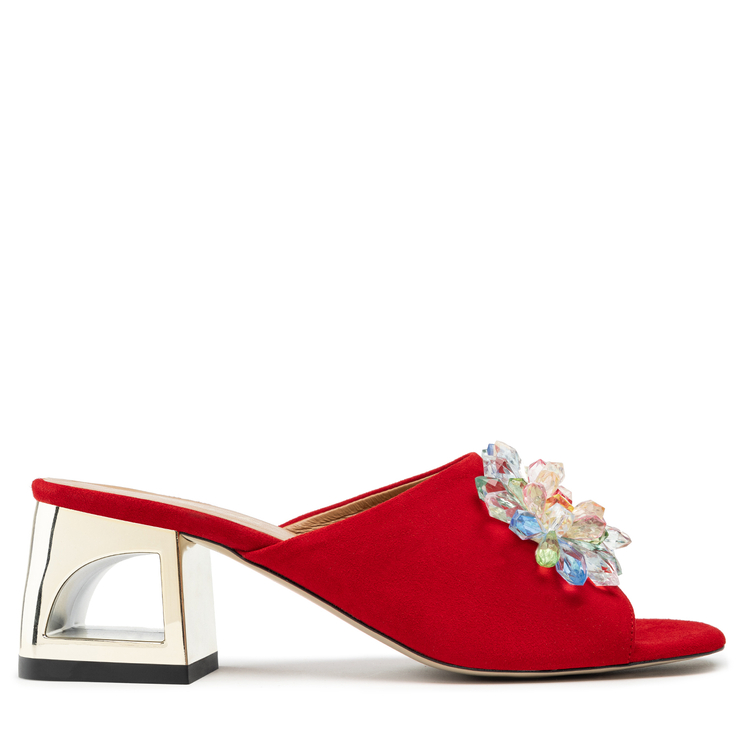 Klapki R.Polański 1021 - Czerwony Zamsz