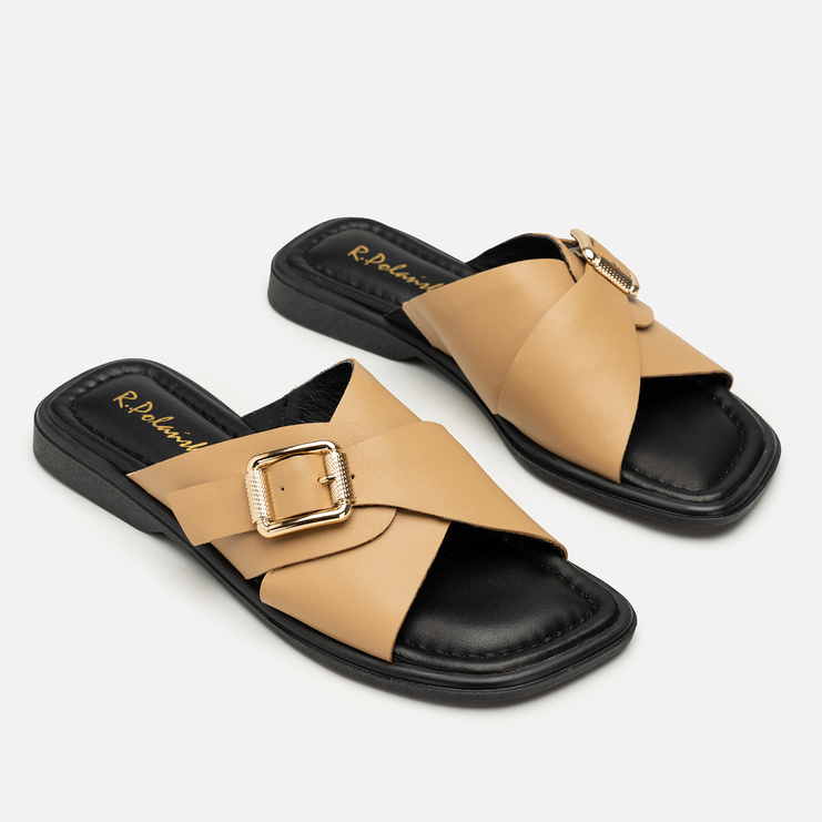 Klapki R.Polański 2205 - Camel Lico