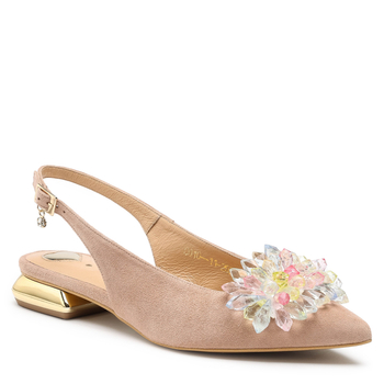 Sandały R.Polański 1015/L - Beżowy Zamsz