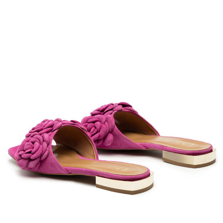 Klapki R.Polański 1281 - Magnolia Zamsz