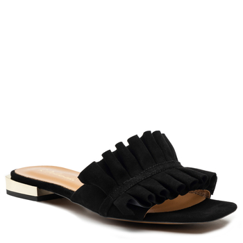 Klapki R.Polański 1282 - Czarny Zamsz