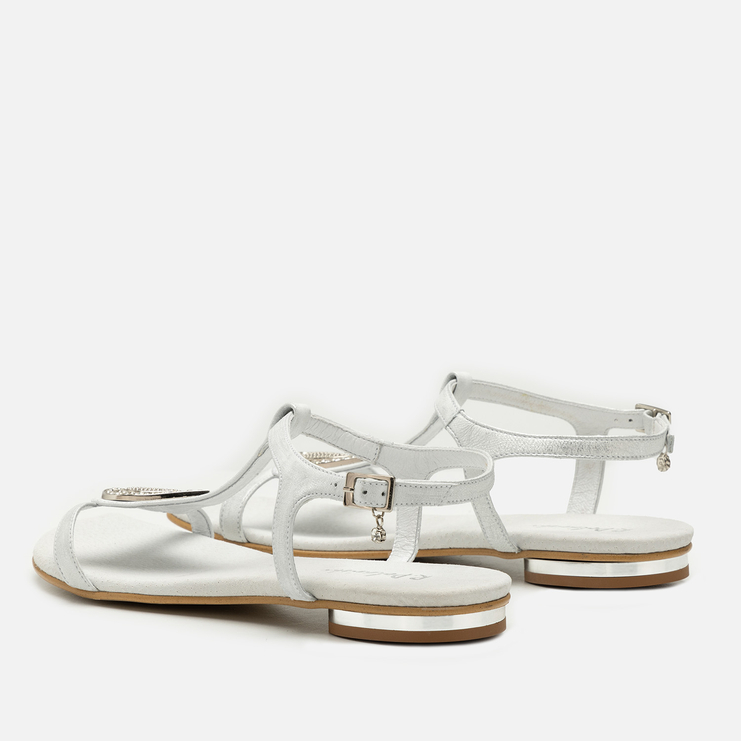 Sandały R.Polański 1023 - Srebrny Przecierany/Srebrny