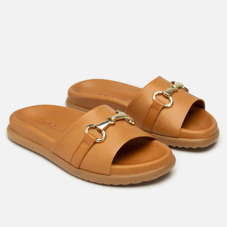 Klapki R.Polański 2215 - Camel Lico