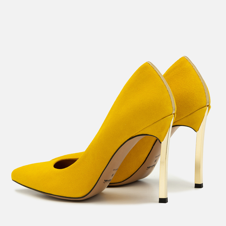 Szpilki 1044 - Żółty Zamsz