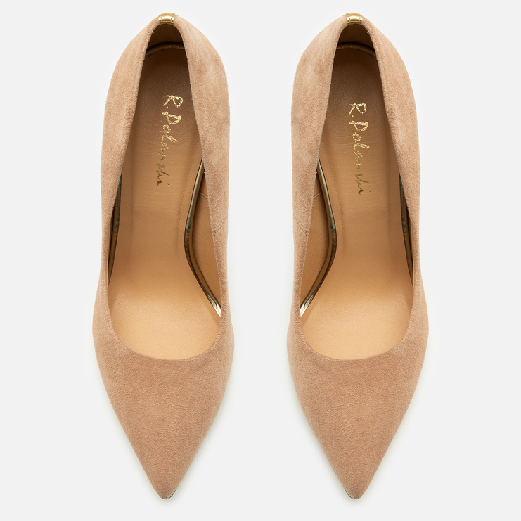 Szpilki 1044 - Beżowy Zamsz