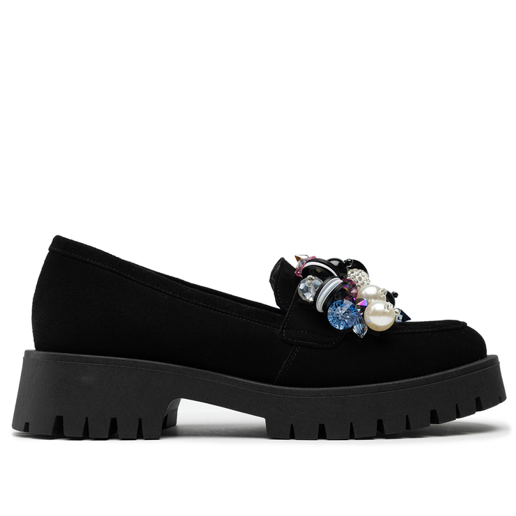 Mokasyny R.Polański 1696 - Czarny Zamsz