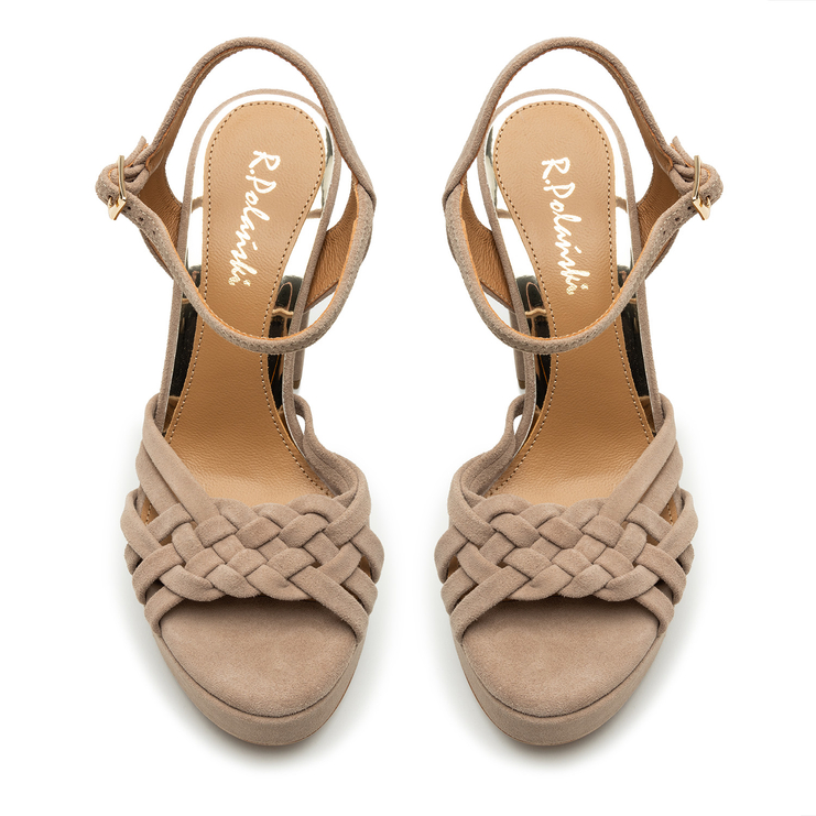 Sandały R.Polański 1666 - Cappuccino 42 Zamsz