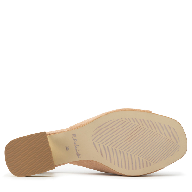 Klapki R.Polański 1021 - Beżowy Zamsz