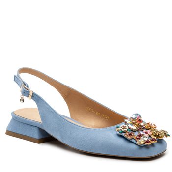 Sandały R.Polański 1595 - Niebieski Zamsz