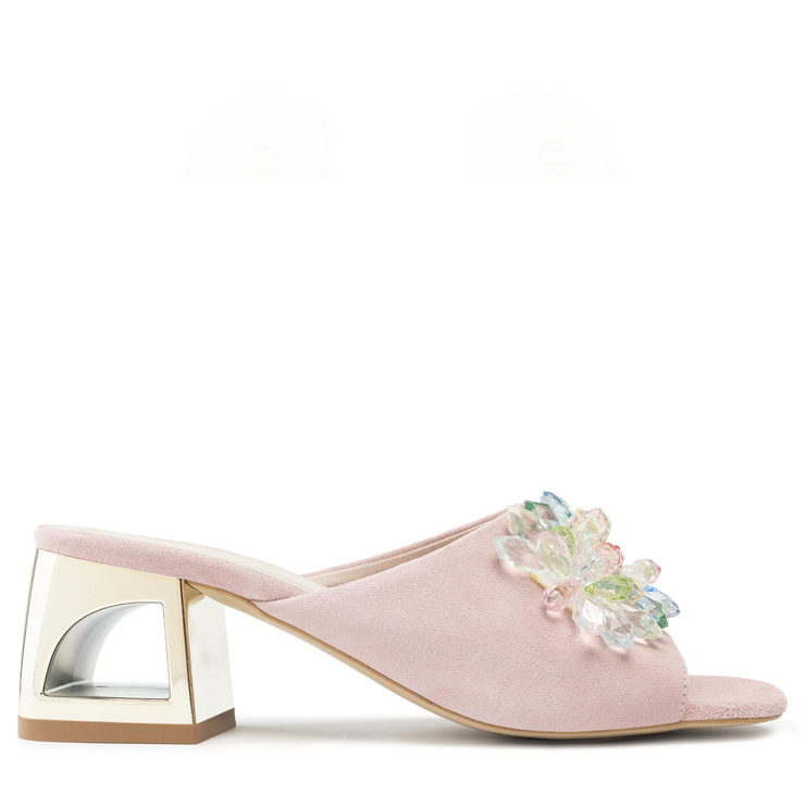 Klapki R.Polański 1021 - Różowy Zamsz