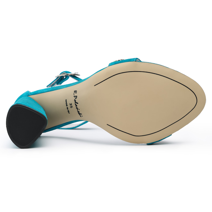 Sandały 1155 - Turkusowy Zamsz