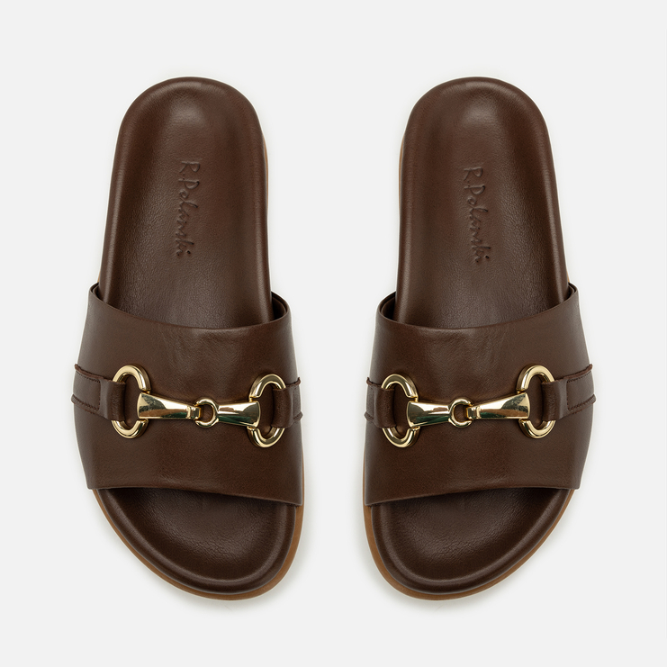 Klapki R.Polański 2215 - Brązowy Lico