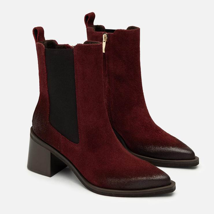 Botki R.Polański 2034/K - Bordowy Zamsz
