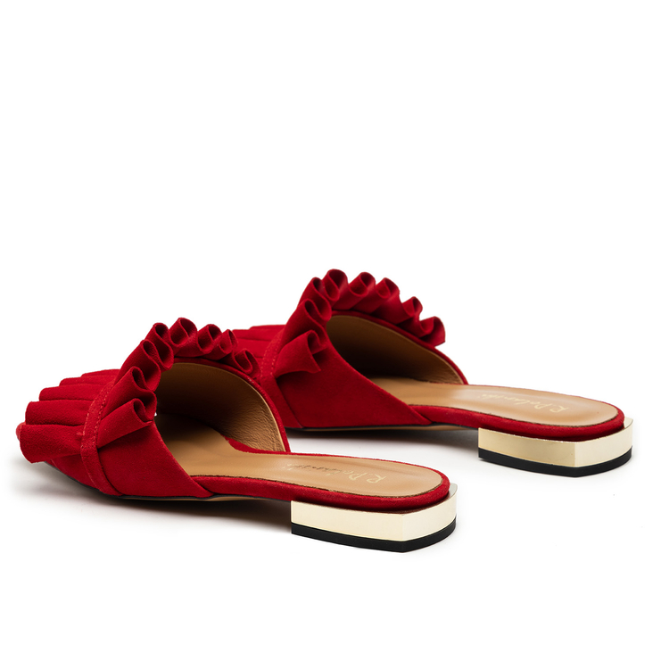 Klapki R.Polański 1282 - Czerwony Zamsz